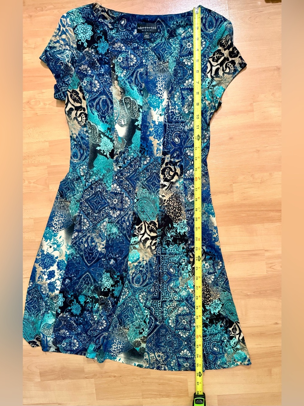 Connected Teal and Navy Paisley dress - Picture 3 of 6